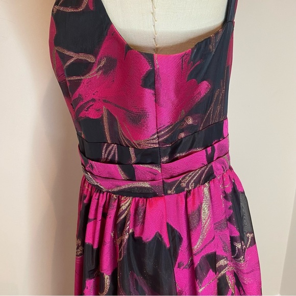 Calvin Klein Sleeveless Halter Ballgown Hibiscus Pink Floral Size 10 - Picture 10 of 12